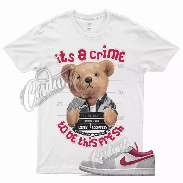 White CRIME T Shirt for Air J1 1 Low SE Light Smoke Grey Gym Red Jezsport.com