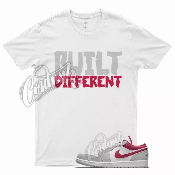 White BUILT T Shirt for Air J1 1 Low SE Light Smoke Grey Gym Red Jezsport.com