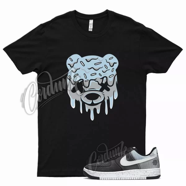 Black DRIPPY T Shirt for Air Force 1 Crater Foam Blue Grey Volt Sustainable Jezsport.com