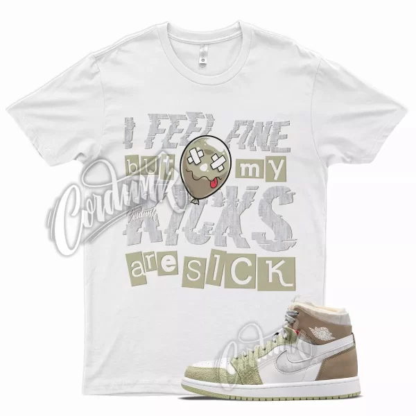 White SICK V2 Shirt for Air J1 1 Zoom Comfort Olive Aura Khaki Grey Heather Jezsport.com