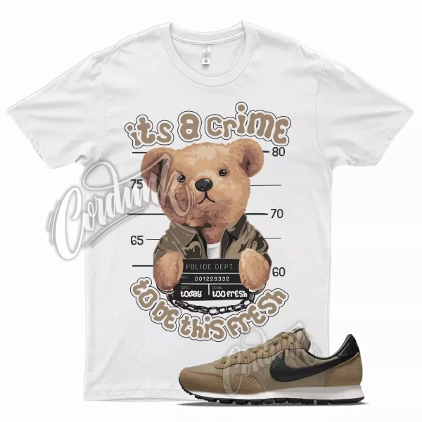 White CRIME T Shirt for N Air Pegasus '83 Khaki Dark Driftwood Tan Brown Jezsport.com