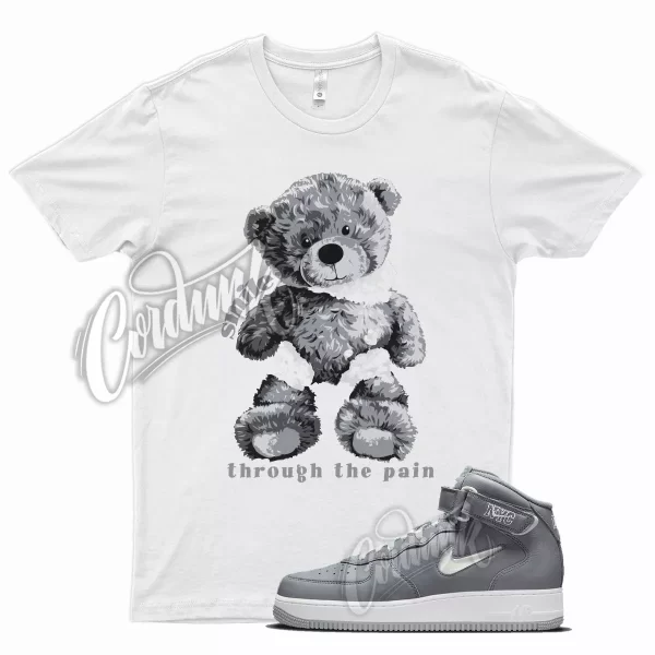 White SMILE T Shirt for N Air Force 1 Mid Jewel NYC Cool Grey Gray Jezsport.com