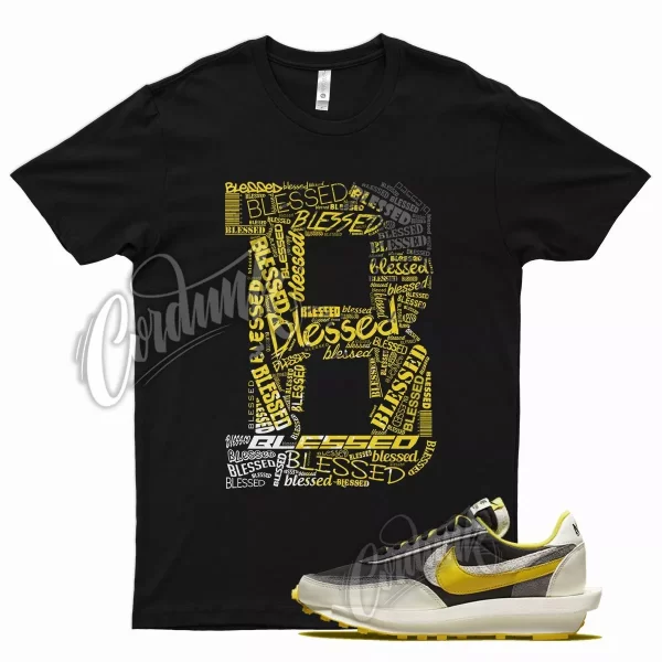 Black BLESSED T Shirt for N LDWaffle Bright Citron Dark Grey Sail Yellow Jezsport.com