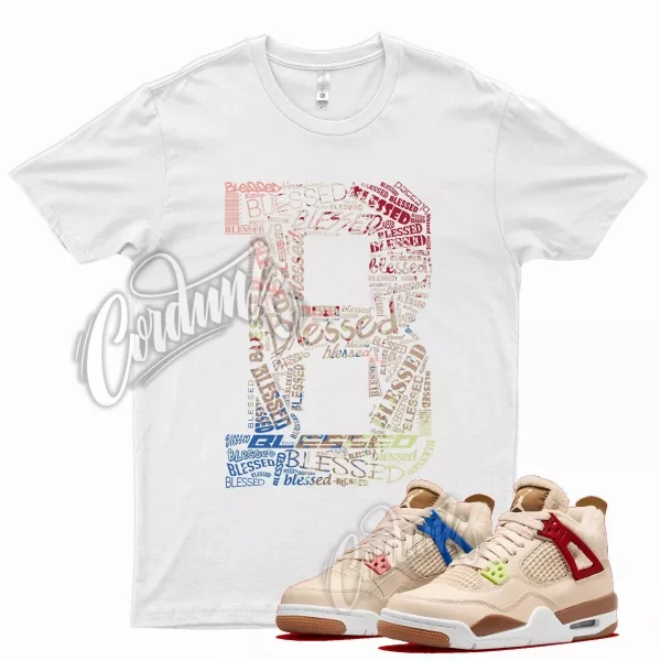 White BLESSED Shirt for Air J1 4 Wild Things Hemp Brown Barely Volt Red Blue Jezsport.com