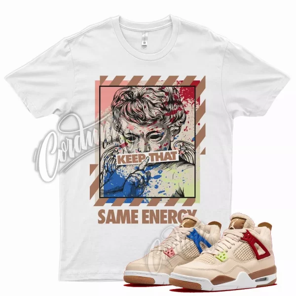 White ENERGY Shirt for Air J1 4 Wild Things Hemp Brown Barely Volt Red Blue Jezsport.com