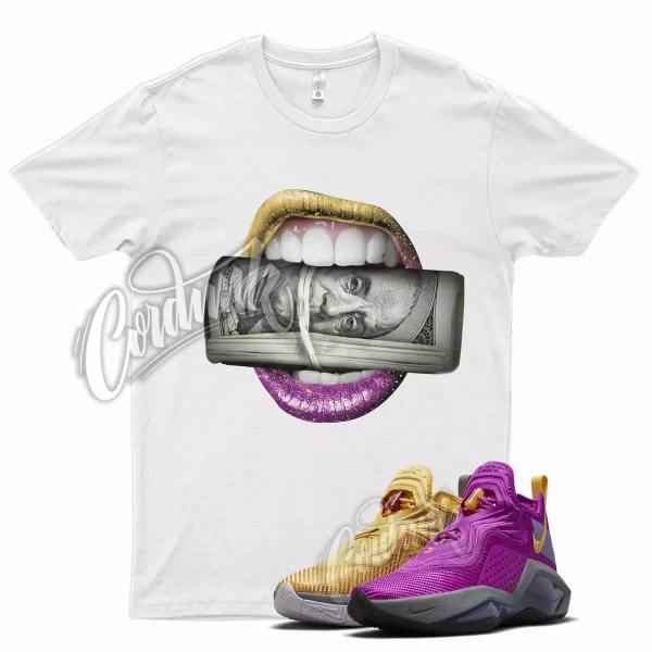 White ROLL Shirt for Lebron Soldier 14 Vivid Purple Solar Flare Persian Violet Jezsport.com