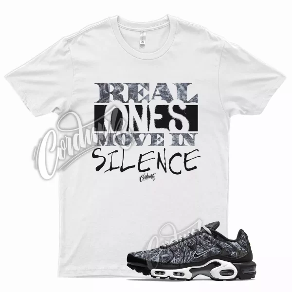 White REAL T Shirt for N Air Max Plus Dark Smoke Grey Black Camo Jezsport.com