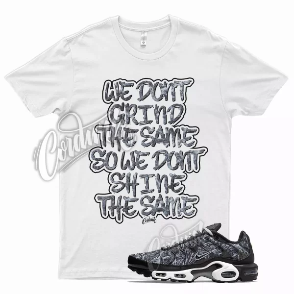 White GRIND T Shirt for N Air Max Plus Dark Smoke Grey Black Camo Jezsport.com