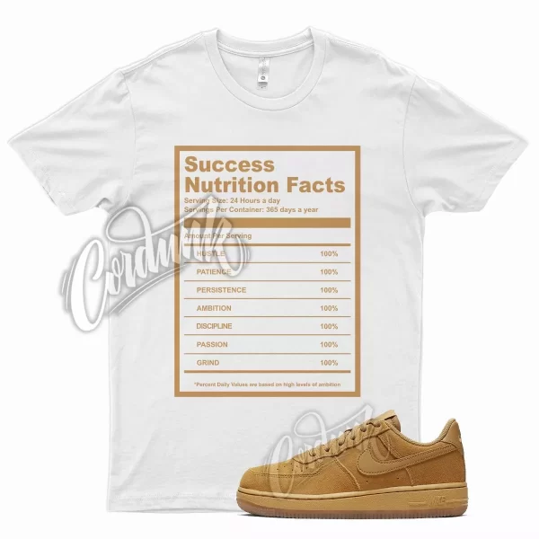 White SUCCESS Shirt for N Air Force 1 Wheat Elemental Gold Griffey Harvest 6 Jezsport.com