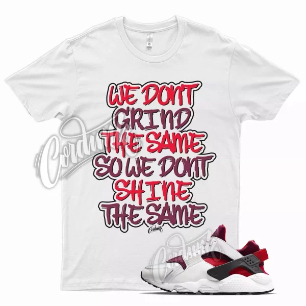 White GRIND T Shirt for N Air Huarache White Red Oxide Varsity Red Team Jezsport.com