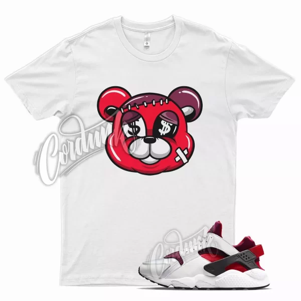 White STITCH T Shirt for N Air Huarache White Red Oxide Varsity Red Team Jezsport.com