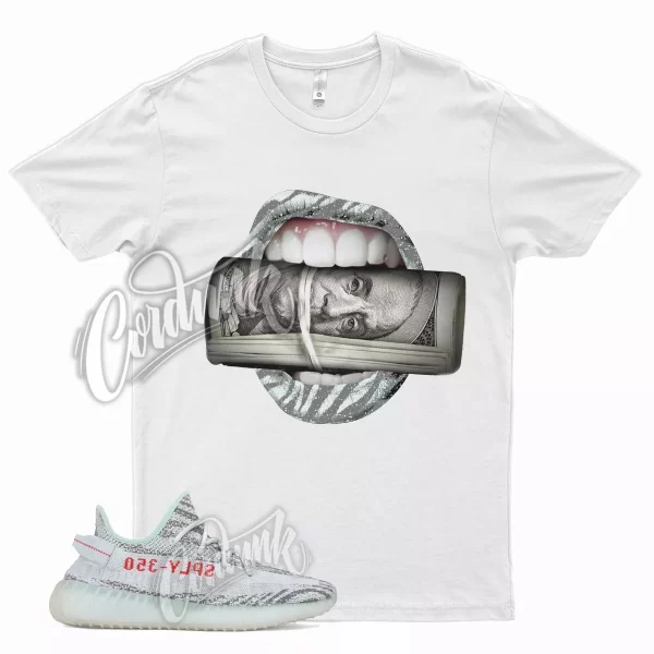 White ROLL T Shirt for YZ Boost 350 V2 Blue Tint Zebra Grey Three Jezsport.com