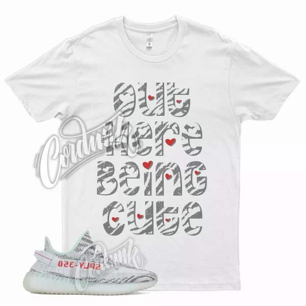 White CUTE T Shirt for YZ Boost 350 V2 Blue Tint Zebra Grey Three Jezsport.com