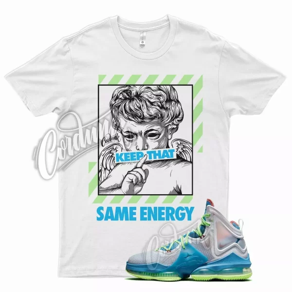 White ENERGY T Shirt for N Lebron 19 Dutch Blue Pomegranate Lime Glow Green Jezsport.com