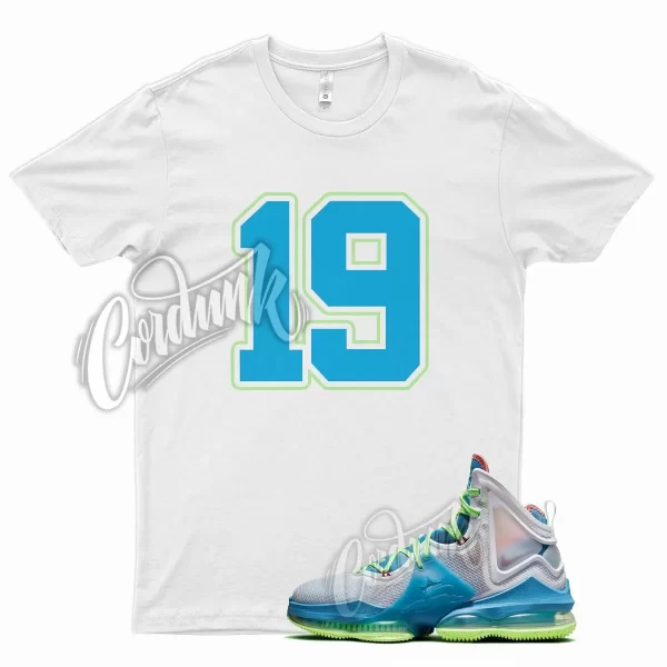 White 19 T Shirt for N Lebron 19 Dutch Blue Pomegranate Lime Glow Green Jezsport.com