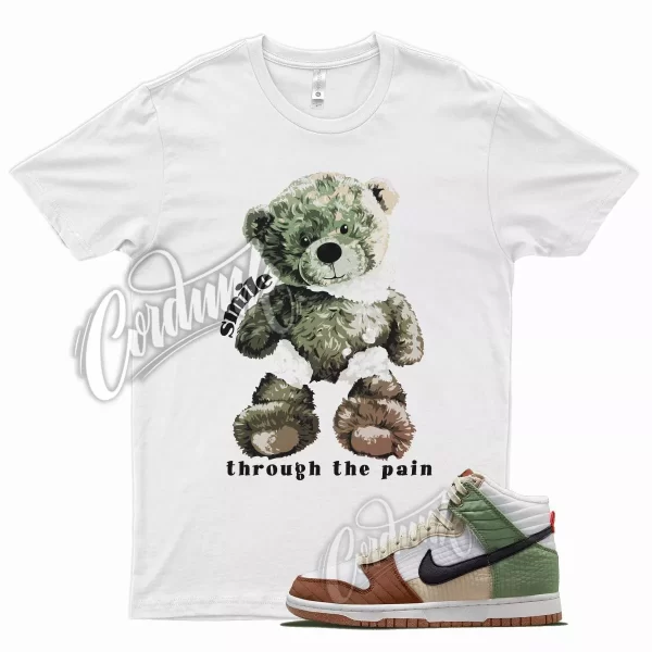 White SMILE Shirt for N Dunk High Toasty Next Nature Summit Oil Green Rattan Jezsport.com