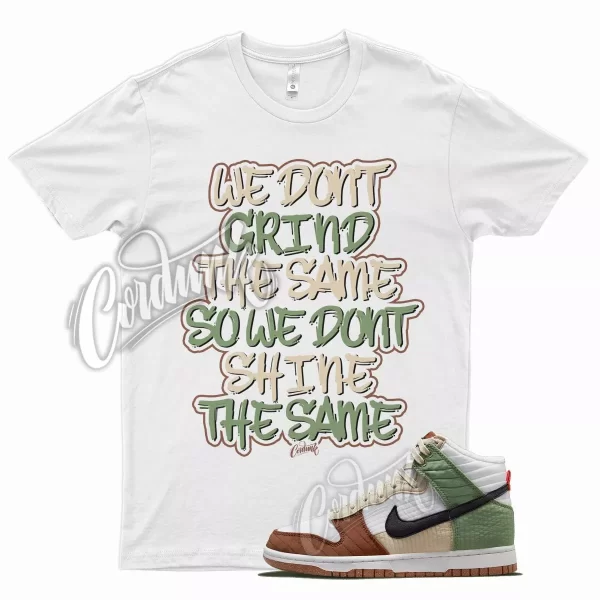 White GRIND Shirt for N Dunk High Toasty Next Nature Summit Oil Green Rattan Jezsport.com