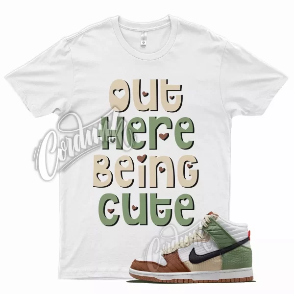 White CUTE Shirt for N Dunk High Toasty Next Nature Summit Oil Green Rattan Jezsport.com