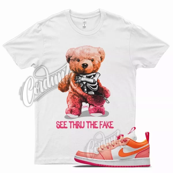 White THRU T Shirt for Air J1 1 Low Crimson Pulse Pink Flash Total Orange Jezsport.com