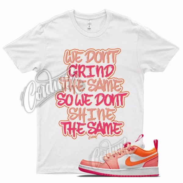 White GRIND T Shirt for Air J1 1 Low Crimson Pulse Pink Flash Total Orange Jezsport.com