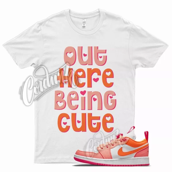 White CUTE T Shirt for Air J1 1 Low Crimson Pulse Pink Flash Total Orange Jezsport.com