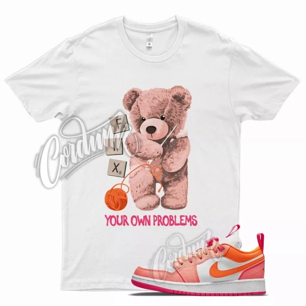 White FIX T Shirt for Air J1 1 Low Crimson Pulse Pink Flash Total Orange Jezsport.com