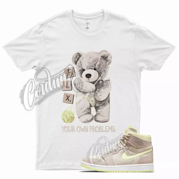 White FIX T Shirt for Air J1 1 Zoom Light Lemon Twist Pearl Fossil Jezsport.com