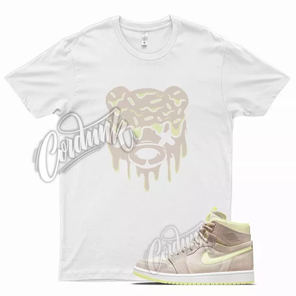 White DRIPPY T Shirt for Air J1 1 Zoom Light Lemon Twist Pearl Fossil Jezsport.com