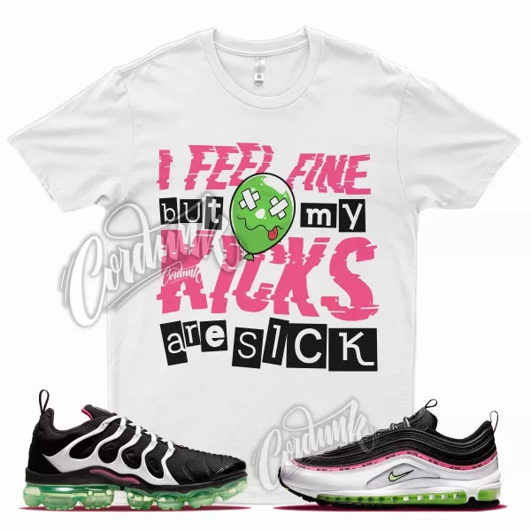 White SICK V2 Shirt for N Vapormax Plus Air Max 97 Do You Hyper Pink Lime Jezsport.com