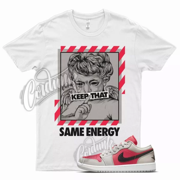 White ENERGY T Shirt for Air J1 1 Low Light Iron Ore Siren Red Black Max Jezsport.com