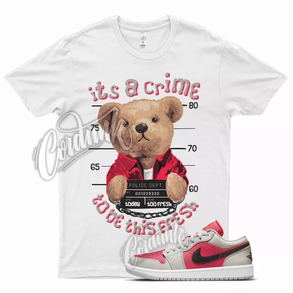 White CRIME T Shirt for Air J1 1 Low Light Iron Ore Siren Red Black Max Jezsport.com