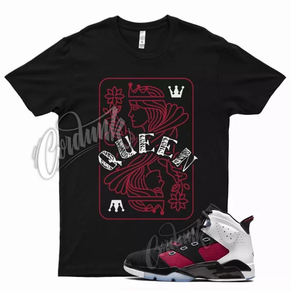 Black QUEEN T Shirt for Air J1 6-17-23 Carmine White 6 17 23 Gym University Jezsport.com