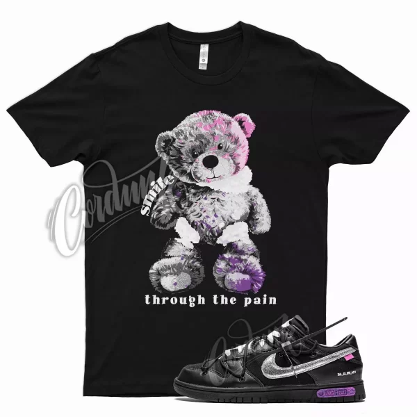 Blk SMILE Shirt for N Dunk Low White Lot 50 Metallic Silver Pink Purple Jezsport.com