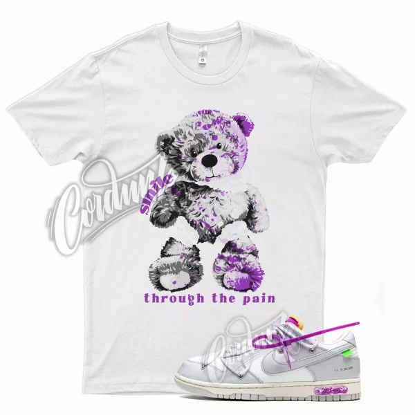 White SMILE T Shirt for N Dunk Low White Lot 03 50 Neutral Grey Purple Jezsport.com