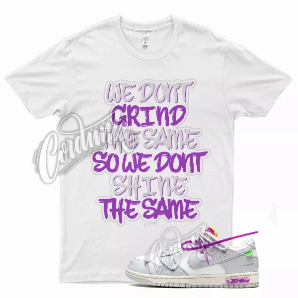 White GRIND T Shirt for N Dunk Low White Lot 03 50 Neutral Grey Purple Jezsport.com