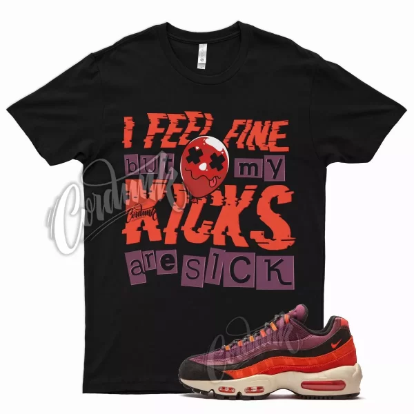 Black SICK V2 Shirt for N Air Max 95 Utility Villian Red Hyper Crimson Purple Jezsport.com