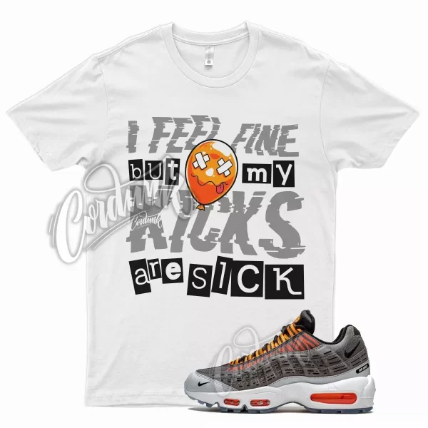 White SICK V2 T Shirt for N Air Max 95 Kim Jones Total Orange Cool Grey Dark Jezsport.com