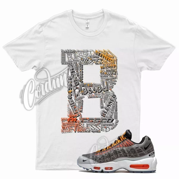 White BLESSED T Shirt for N Air Max 95 Kim Jones Total Orange Cool Grey Dark Jezsport.com