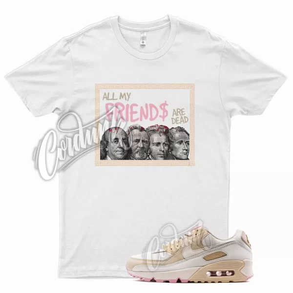 White FRIENDS T Shirt for N Air Max 90 Tan Pink Summit WMNS Brown Jezsport.com