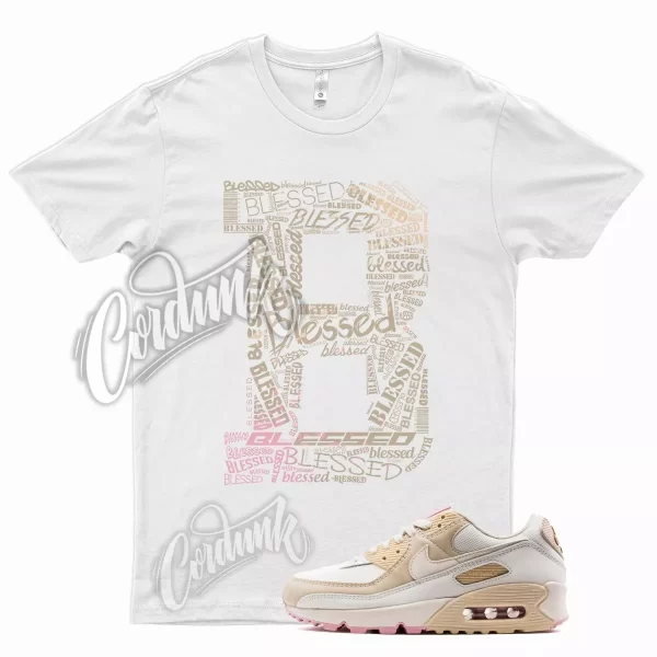 White BLESSED T Shirt for N Air Max 90 Tan Pink Summit WMNS Brown Jezsport.com