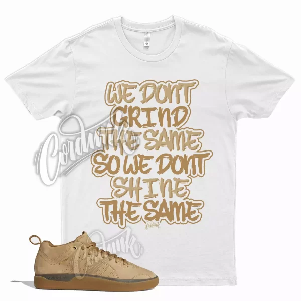 White GRIND T Shirt for Tyshawn Cardboard Gold Metallic Gum Brown Tan Jezsport.com