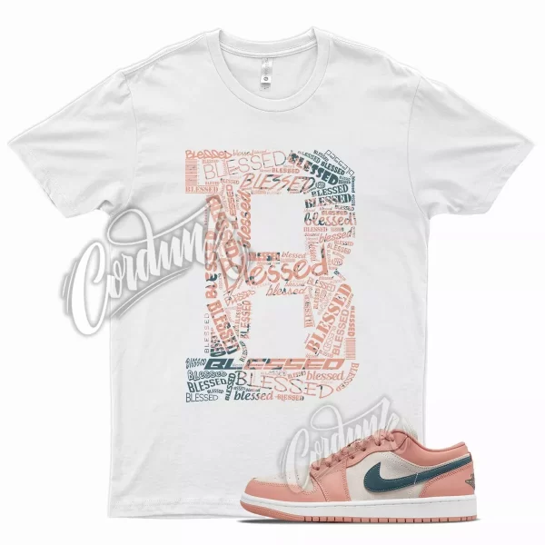 White BLESSED Shirt for Air J1 1 Low Light Madder Root Dark Teal Green Pink Jezsport.com