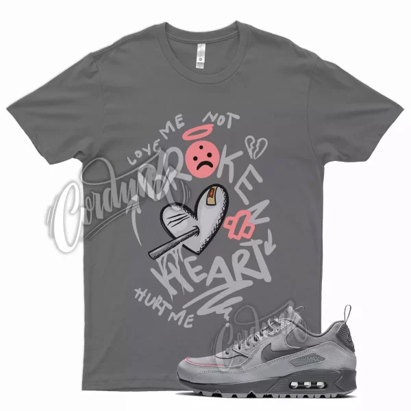 Grey BROKEN T Shirt for Air Max 90 Surplus Wolf Cool Pink Salt Gray Jezsport.com