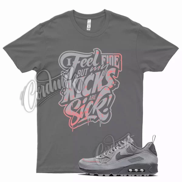 Grey SICK T Shirt for Air Max 90 Surplus Wolf Cool Pink Salt Gray Jezsport.com