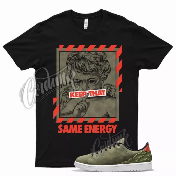 Black ENERGY T Shirt for Air J1 1 Centre Court Oil Green Chile Red White Jezsport.com