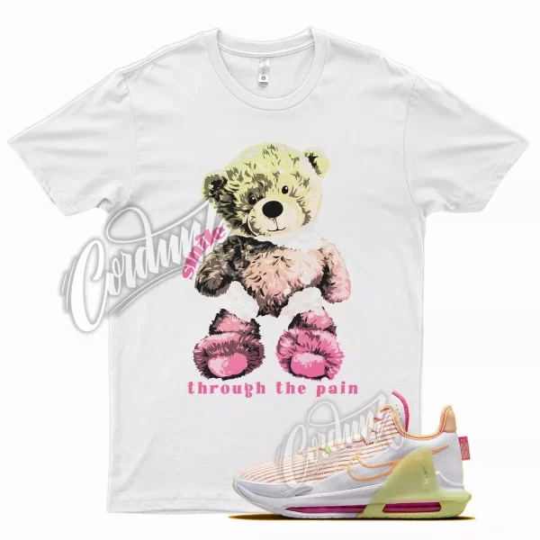 White SMILE T Shirt for N Lebron Witness 6 Melon Tint Pink Blast Lemon Twist Jezsport.com