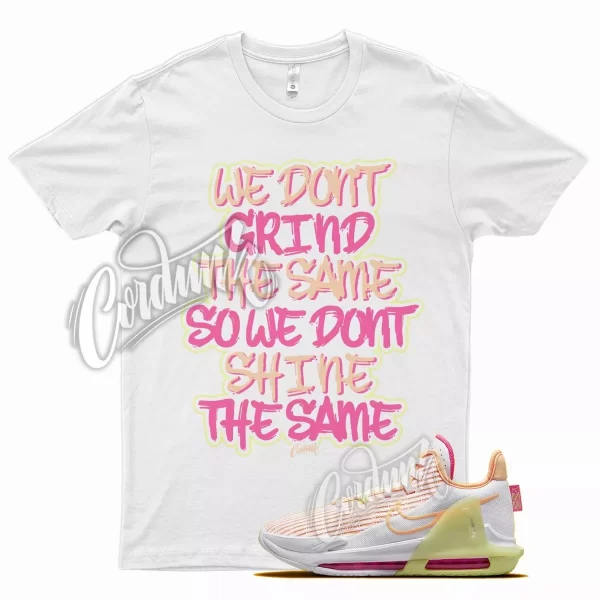 White GRIND T Shirt for N Lebron Witness 6 Melon Tint Pink Blast Lemon Twist Jezsport.com