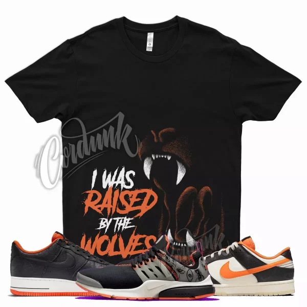 Black WOLVES T Shirt for N Dunk Halloween Air Force 1 Presto Starfish Orange Jezsport.com