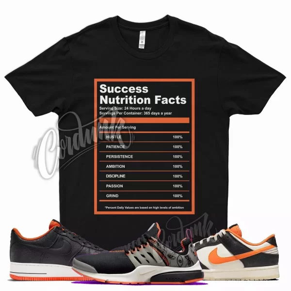 Black SUCCESS T Shirt for N Dunk Halloween Air Force 1 Presto Starfish Orange Jezsport.com