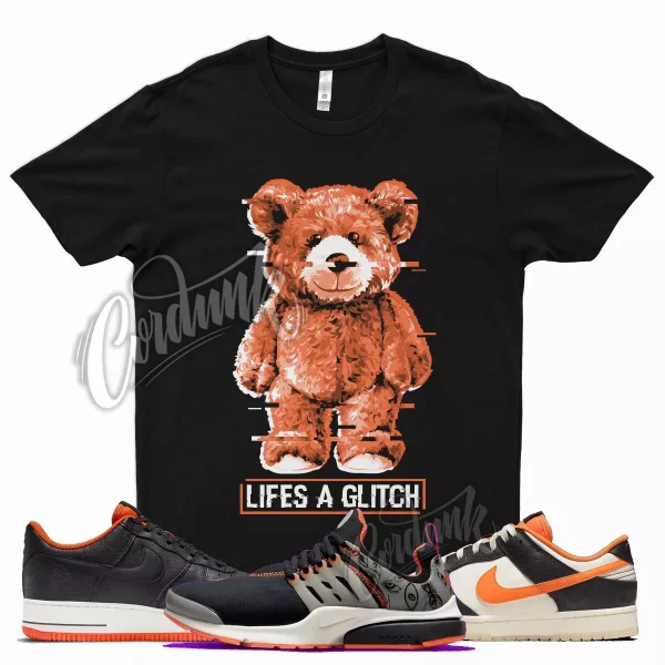 Black GLITCH T Shirt for N Dunk Halloween Air Force 1 Presto Starfish Orange Jezsport.com